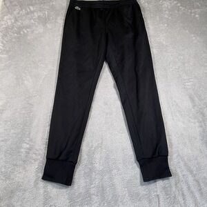 Lacoste Sport Joggers Mens‎ Large Black Cuffed Athletic Polyester Logo Gym